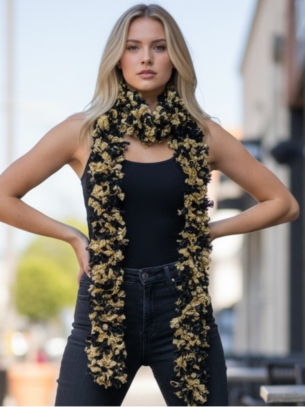 Happy Boa Original Featherless Faux Feather Boa Black & Gold Saints Vanderbilt